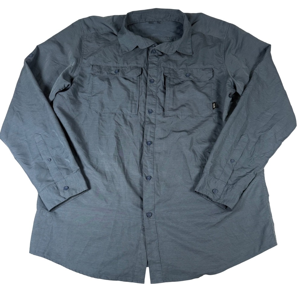 Mountain Hardwear Canyon Shirt Mens XLT Blue Polyester Gorpcore Hiking Technical
